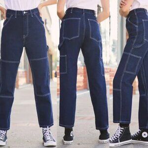 John Galt Brandy Melville Double Knee Straight Leg High Waisted Denim Jeans S